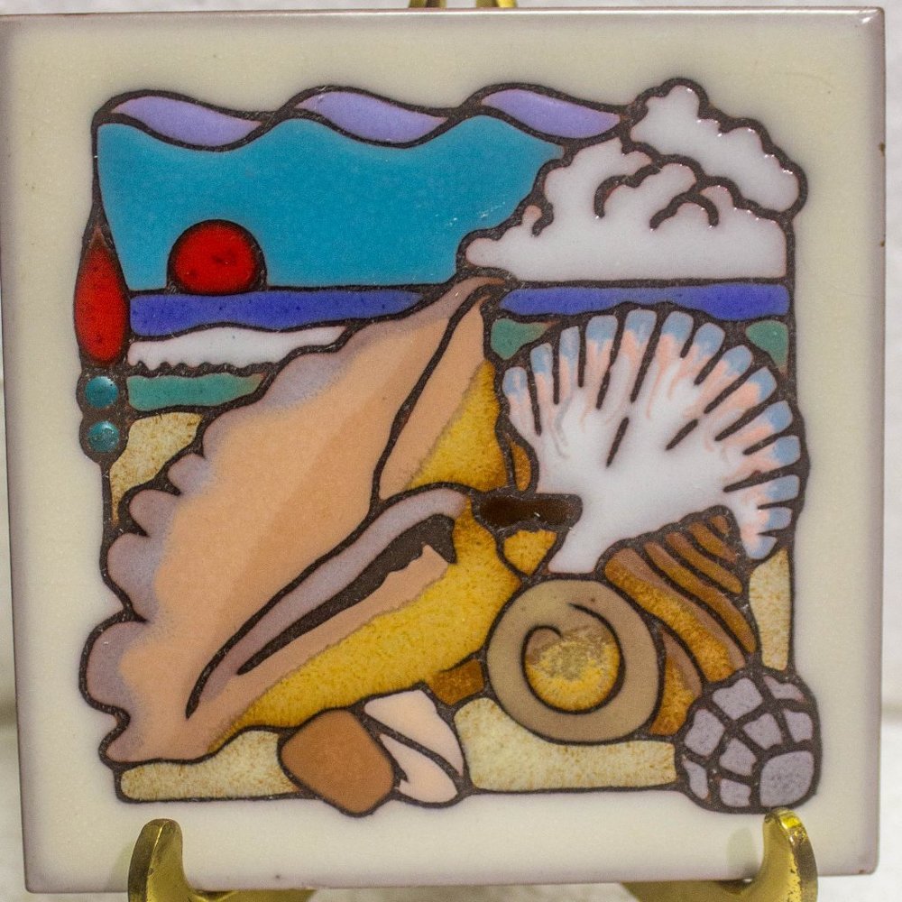 Masterworks Handcrafted Art Tile Seashells by the Seashore